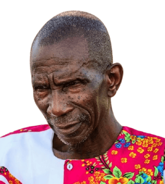 An african man in his 60s wearing african print