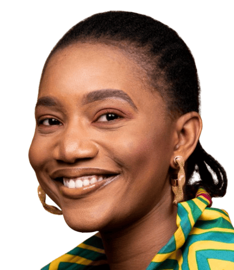 smiling African lady wear African print
